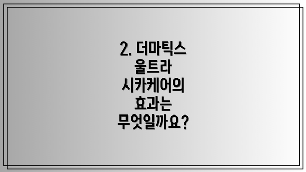 2. 더마틱스 울트라 시카케어의 효과는 무엇일까요?