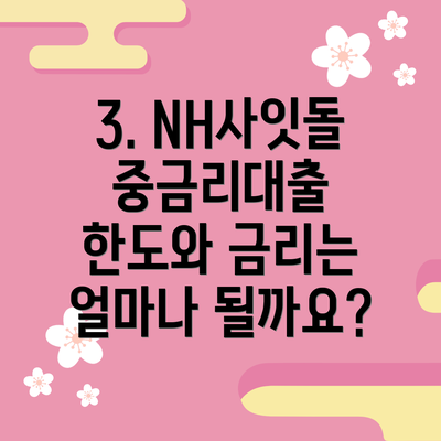 3. NH사잇돌중금리대출 한도와 금리는 얼마나 될까요?