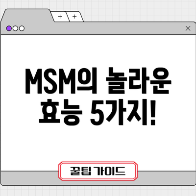 MSM의 놀라운 효능 5가지!