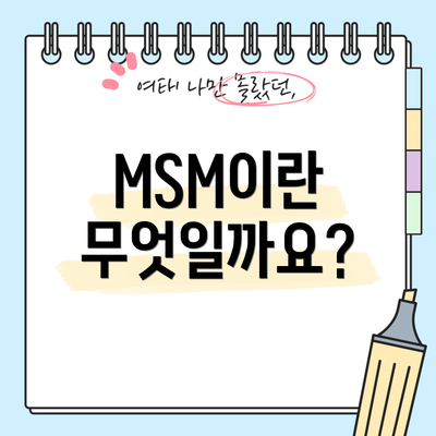 MSM이란 무엇일까요?