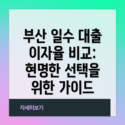부산 일수 대출 이자율 비교:  현명한 선택을 위한 가이드