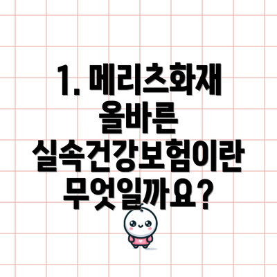 1. 메리츠화재 올바른 실속건강보험이란 무엇일까요?
