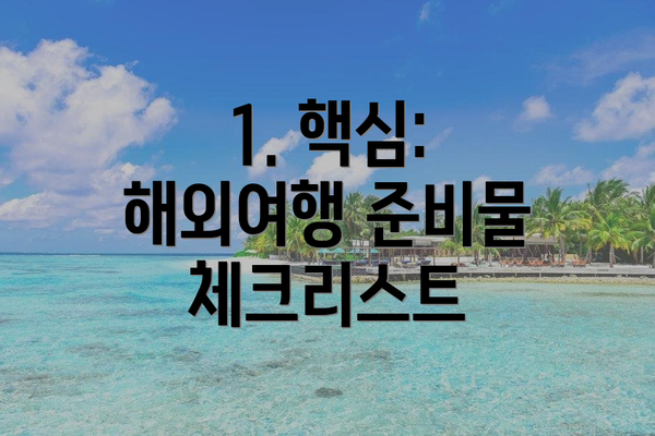 1. 핵심: 해외여행 준비물 체크리스트