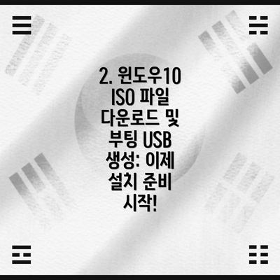 2. 윈도우10 ISO 파일 다운로드 및 부팅 USB 생성: 이제 설치 준비 시작!