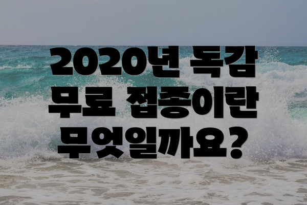 2020년 독감 무료 접종이란 무엇일까요?