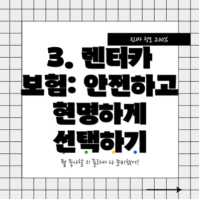 3. 렌터카 보험: 안전하고 현명하게 선택하기