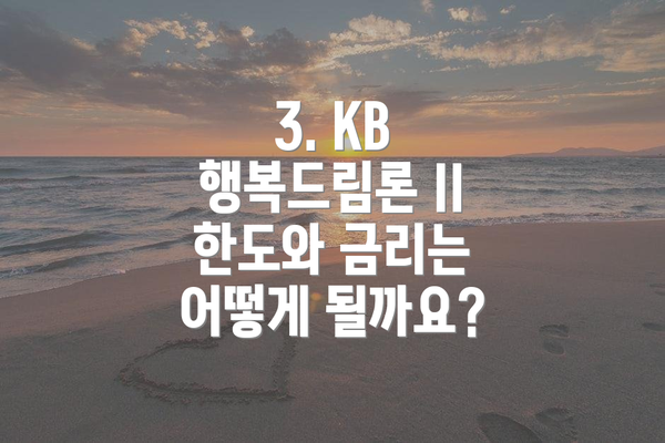 3. KB 행복드림론 II 한도와 금리는 어떻게 될까요?