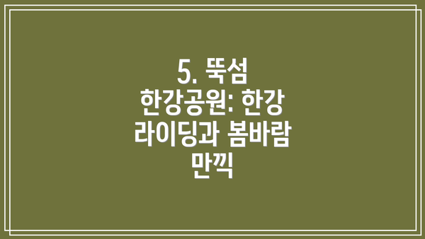 5. 뚝섬 한강공원: 한강 라이딩과 봄바람 만끽