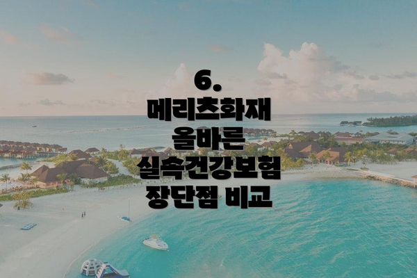6.  메리츠화재 올바른 실속건강보험 장단점 비교