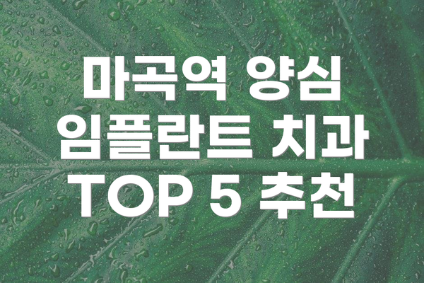마곡역 양심 임플란트 치과 TOP 5 추천