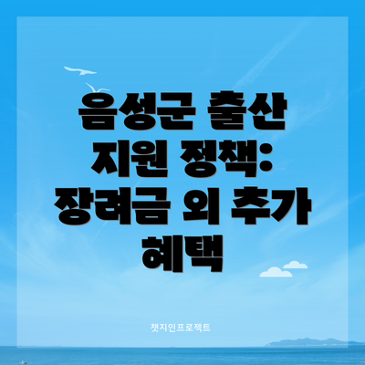 음성군 출산 지원 정책: 장려금 외 추가 혜택