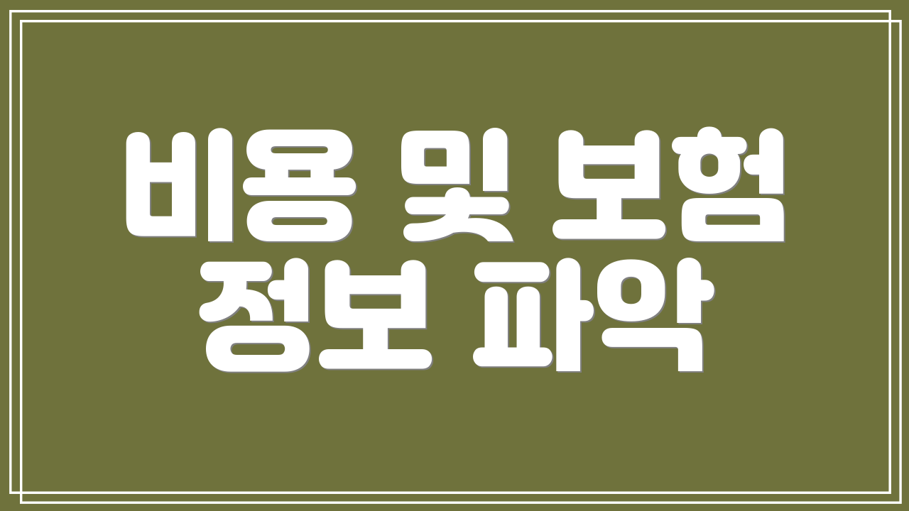 비용 및 보험 정보 파악