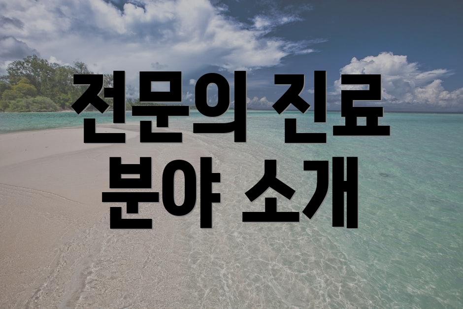 전문의 진료 분야 소개