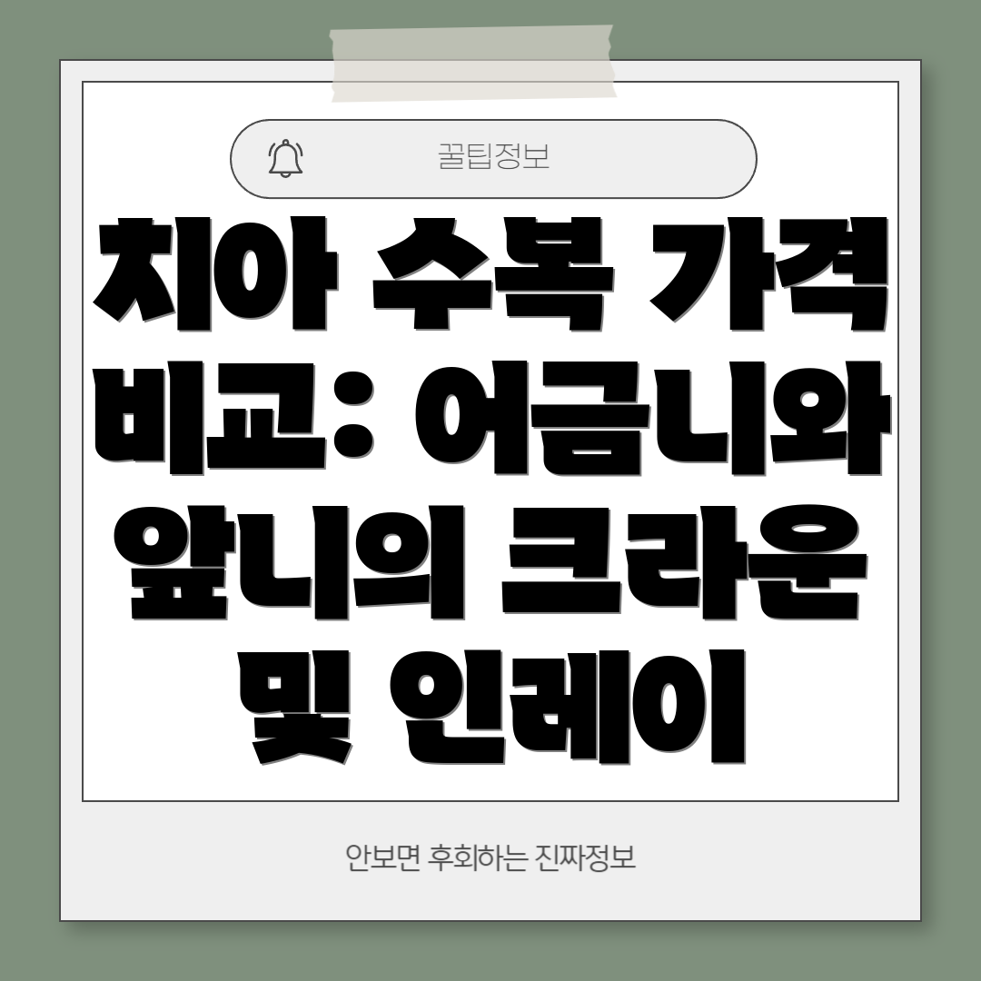 치아 수복 가격 비교: 어금니와 앞니의 크라운 및 인레이