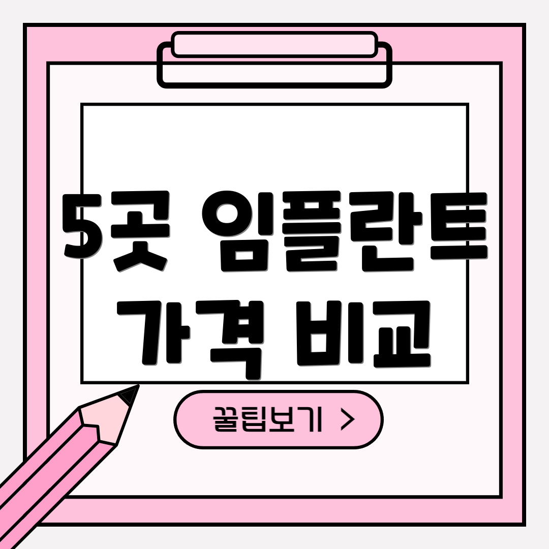 5곳 임플란트 가격 비교