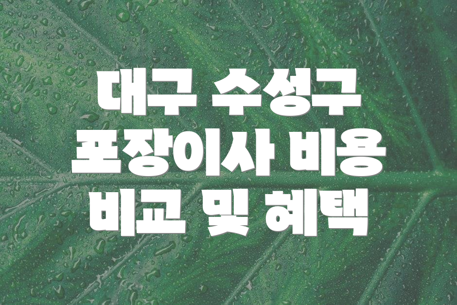 대구 수성구 포장이사 비용 비교 및 혜택