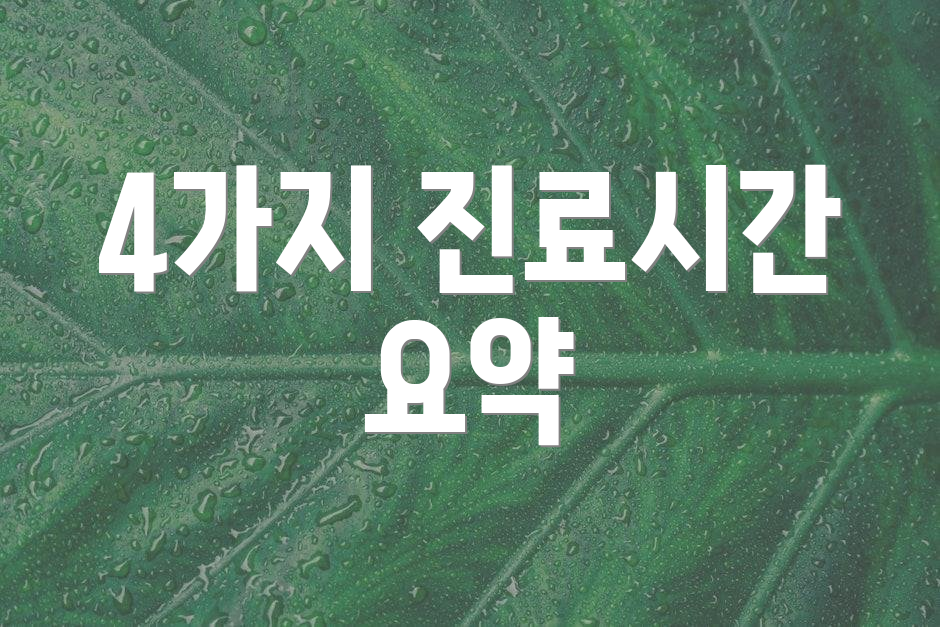 4가지 진료시간 요약