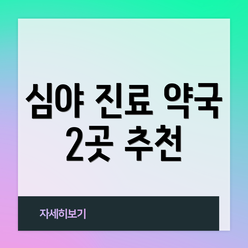 심야 진료 약국 2곳 추천