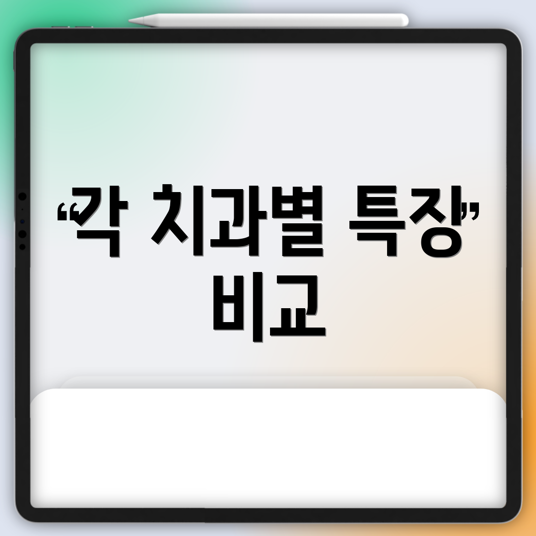 각 치과별 특징 비교