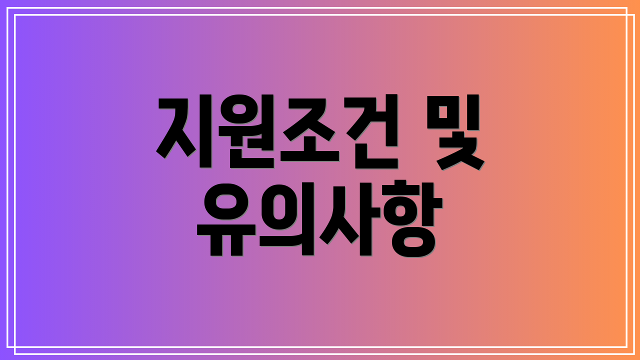 지원조건 및 유의사항