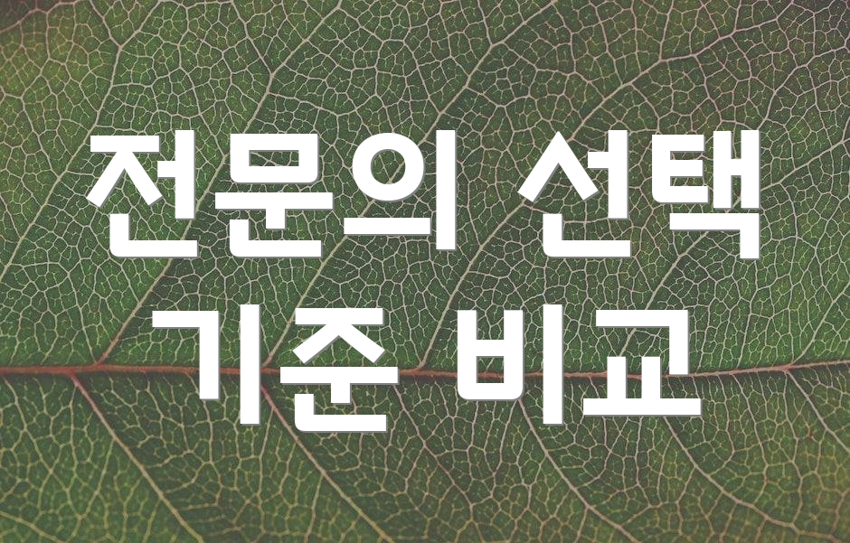 전문의 선택 기준 비교
