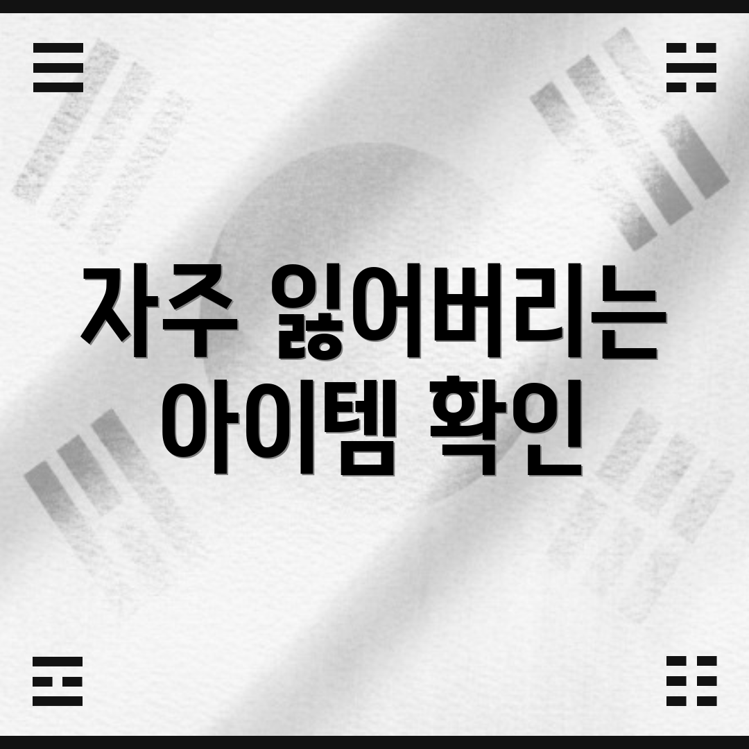 자주 잃어버리는 아이템 확인