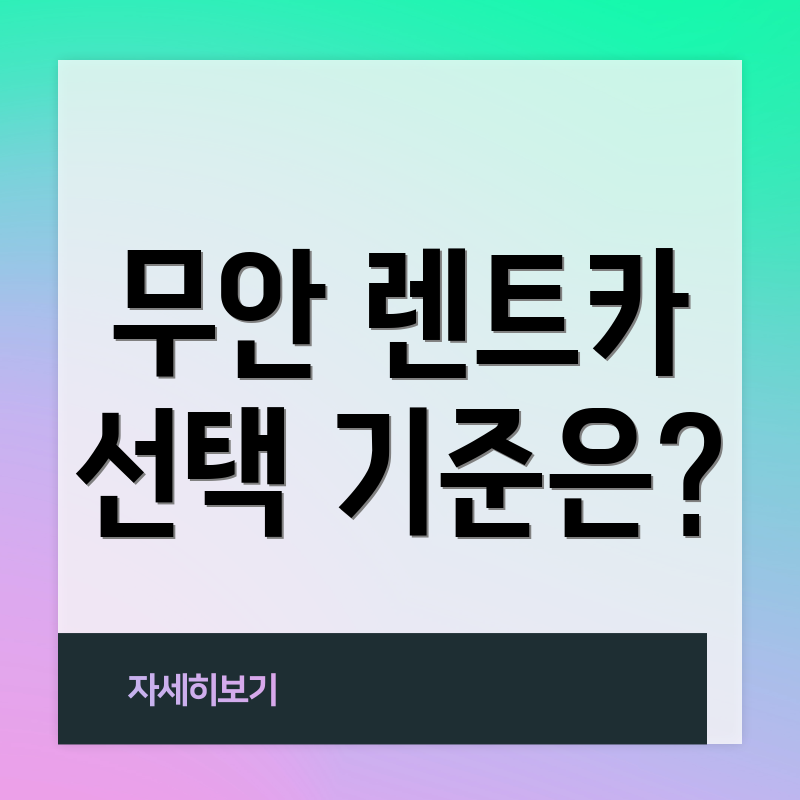 무안 렌트카 선택 기준은?