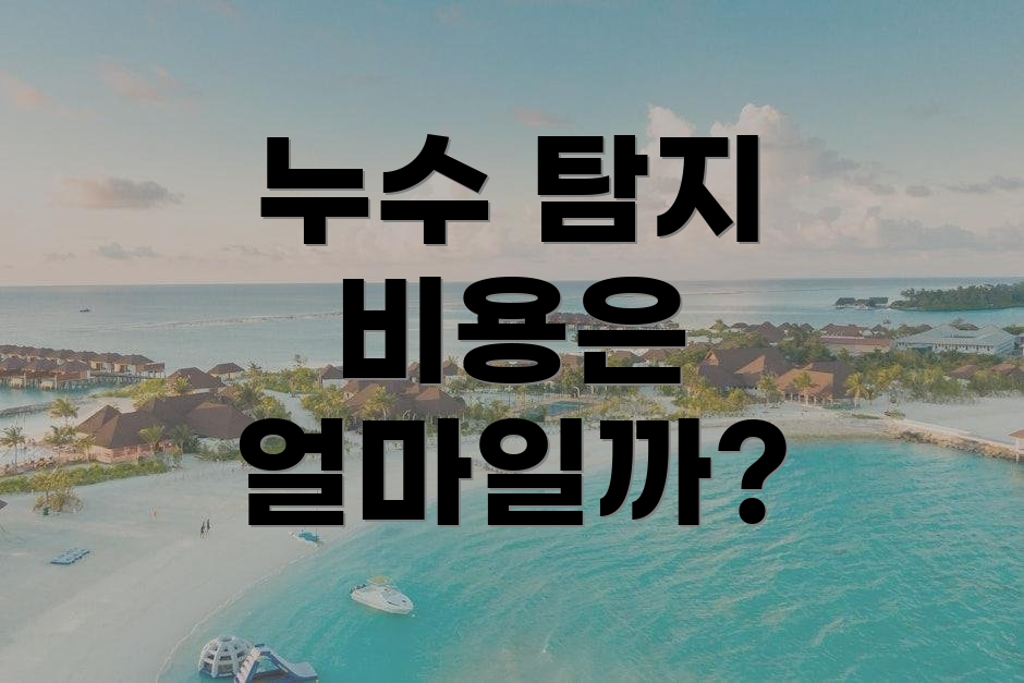 누수 탐지 비용은 얼마일까?