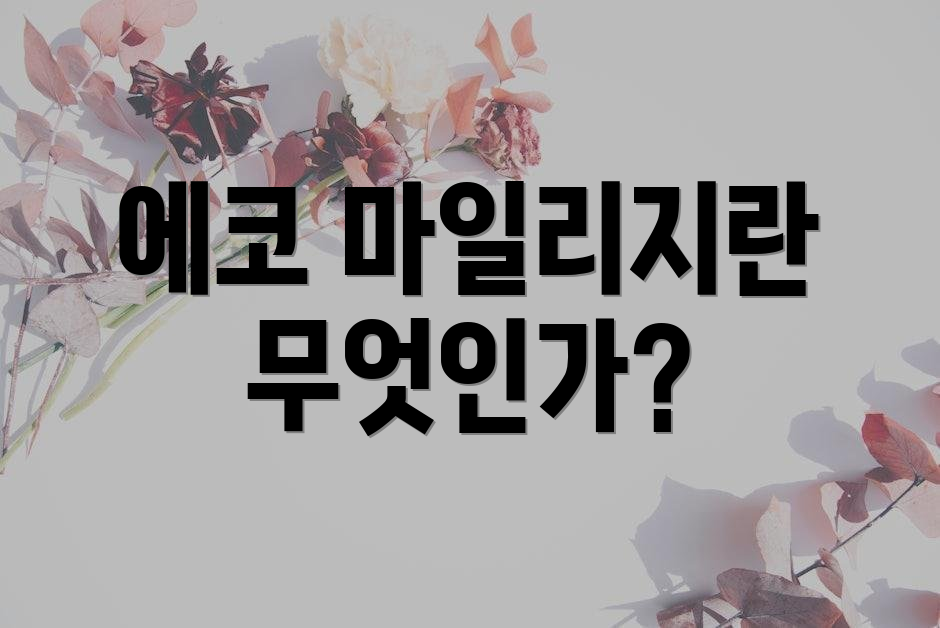 에코 마일리지란 무엇인가?