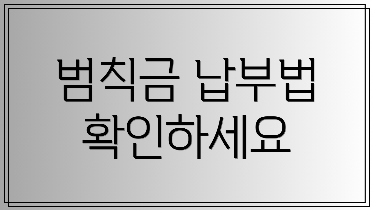 범칙금 납부법 확인하세요