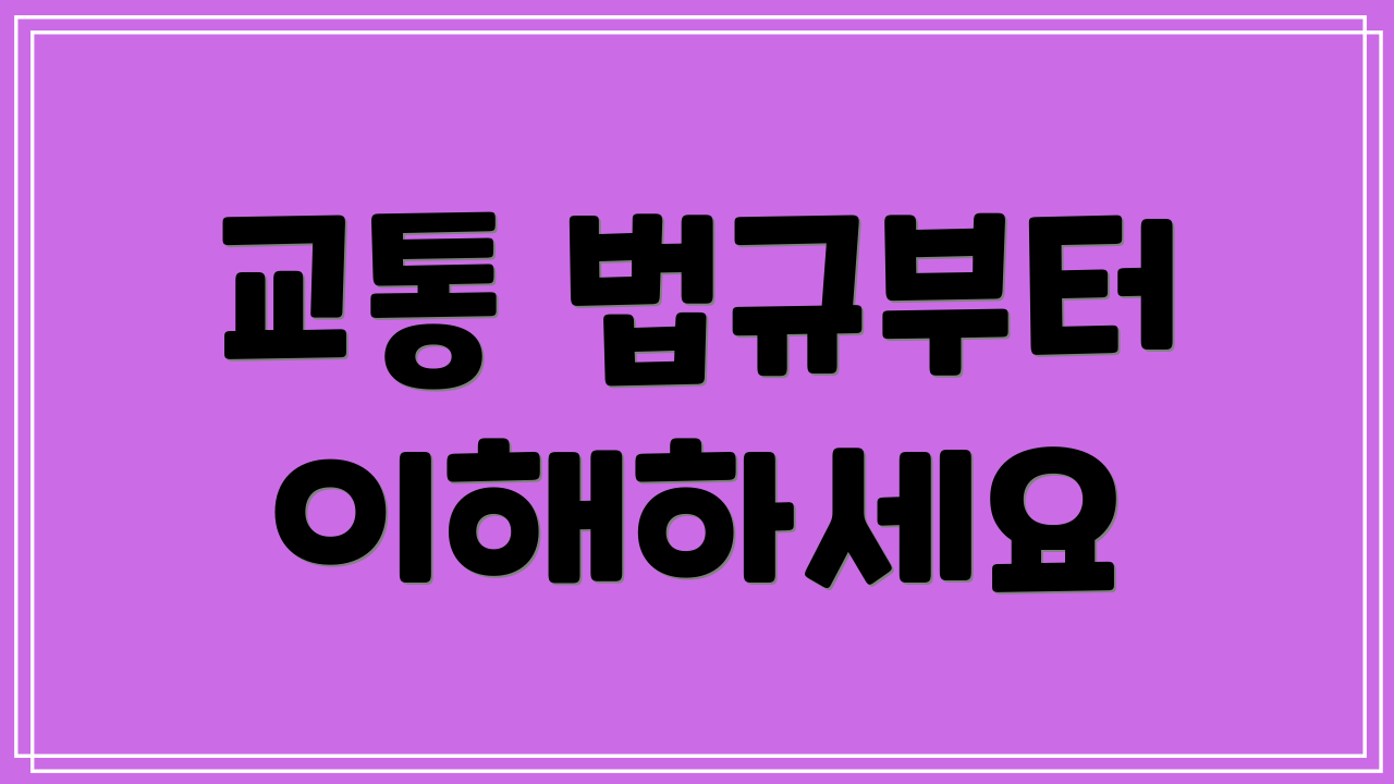 교통 법규부터 이해하세요