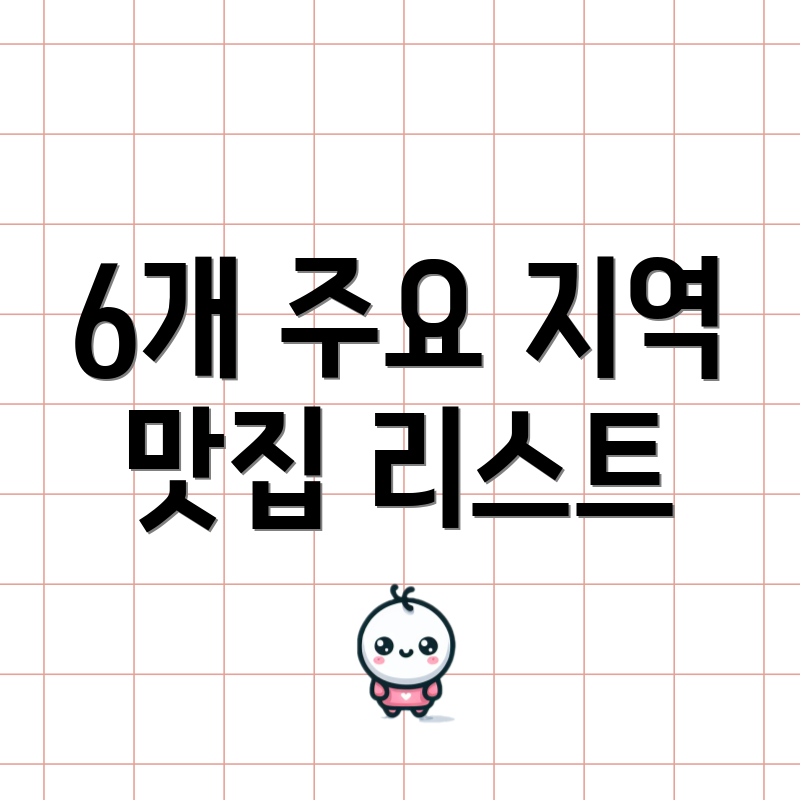 6개 주요 지역 맛집 리스트