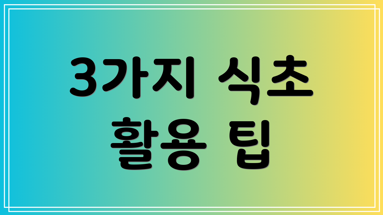 3가지 식초 활용 팁
