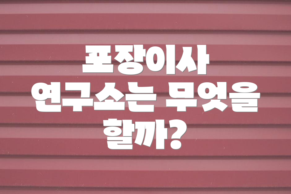 포장이사 연구소는 무엇을 할까?
