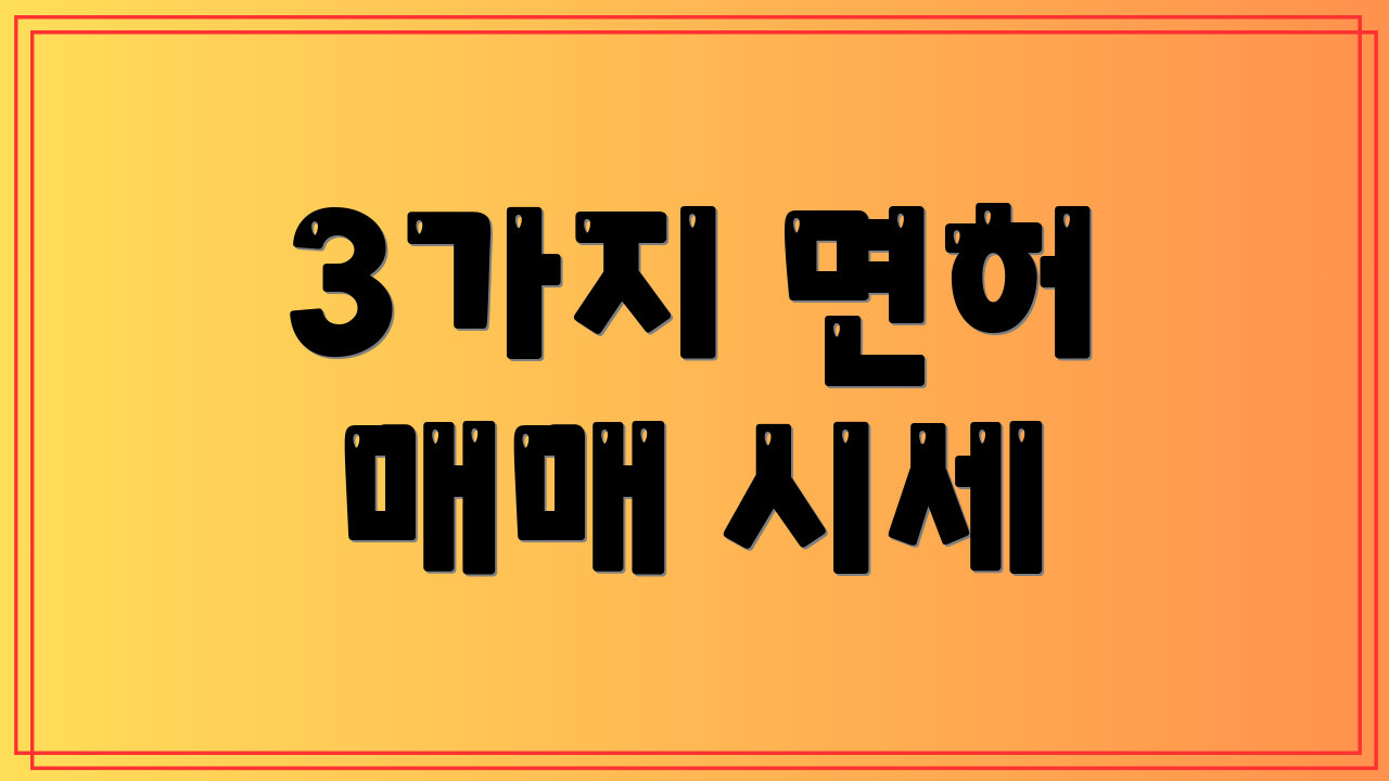 3가지 면허 매매 시세