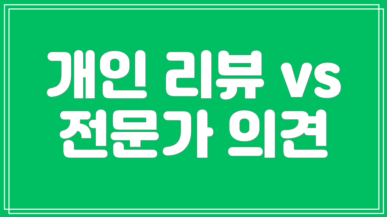 개인 리뷰 vs 전문가 의견