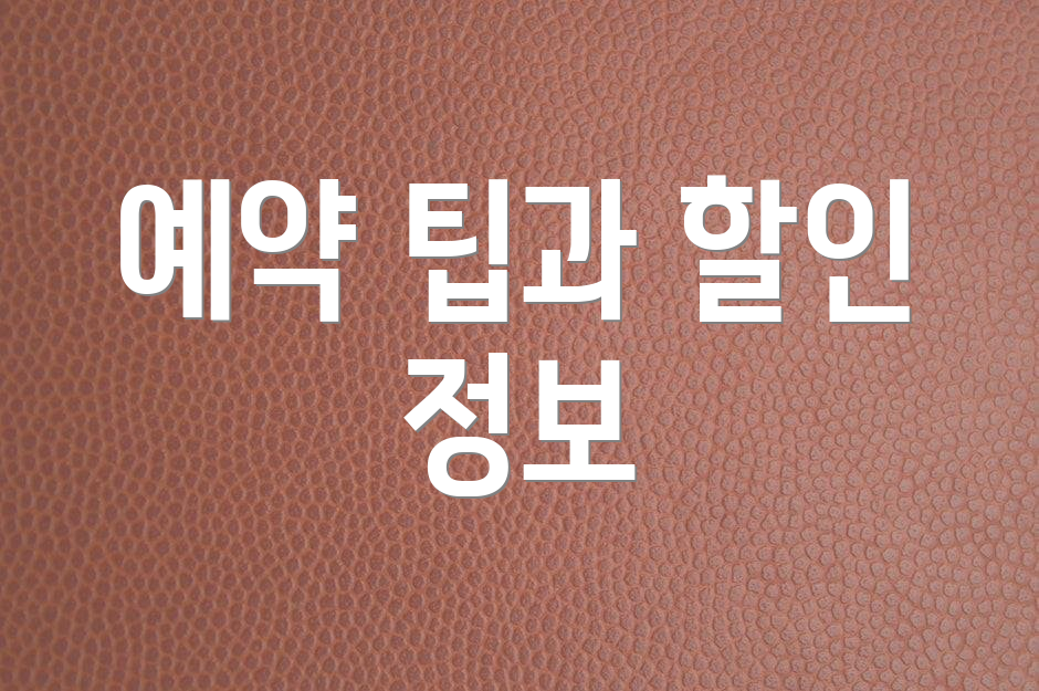 예약 팁과 할인 정보