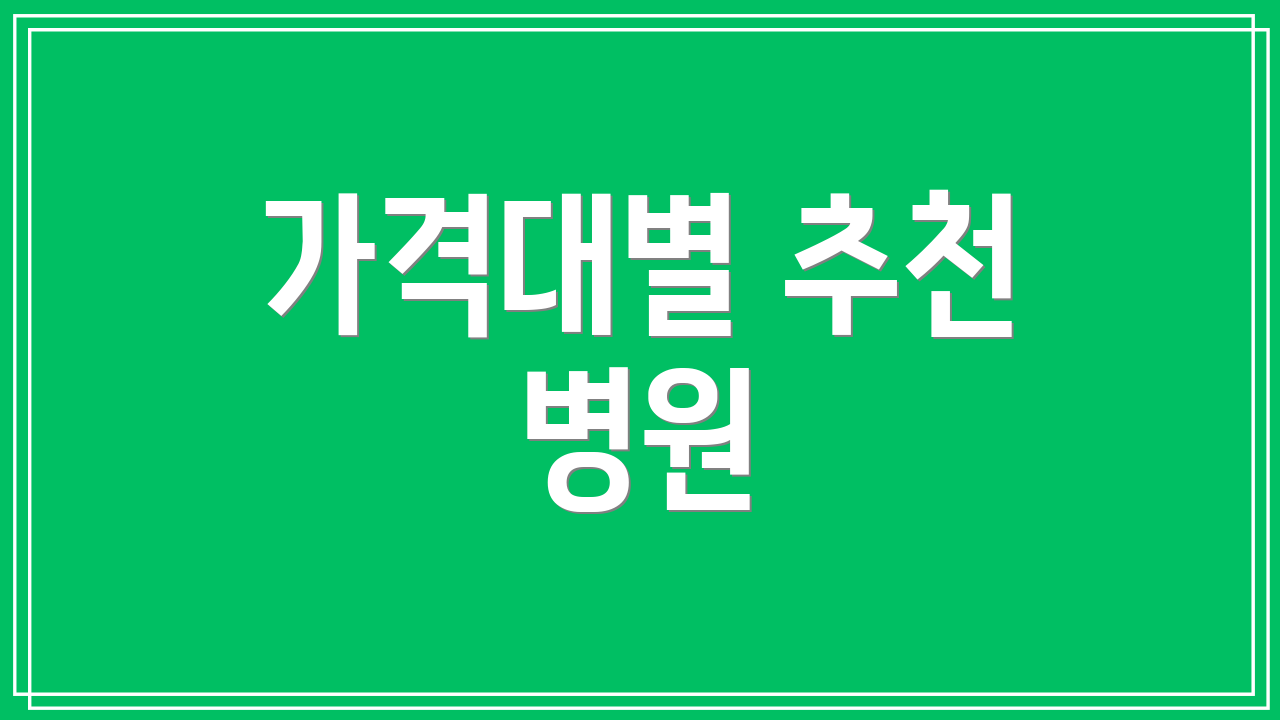 가격대별 추천 병원