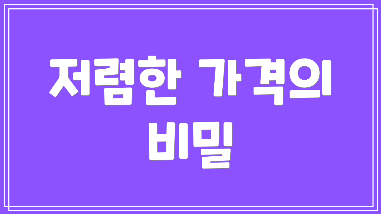 저렴한 가격의 비밀