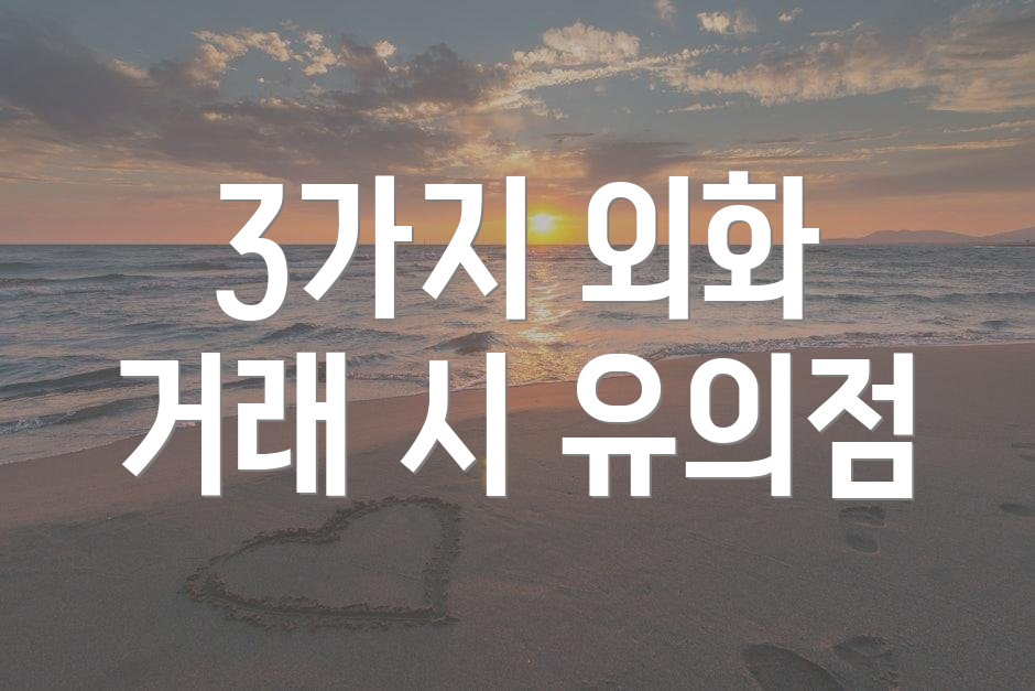 3가지 외화 거래 시 유의점