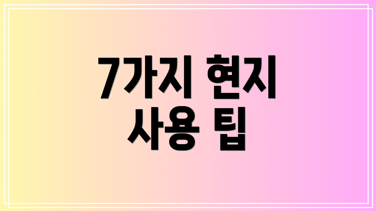 7가지 현지 사용 팁