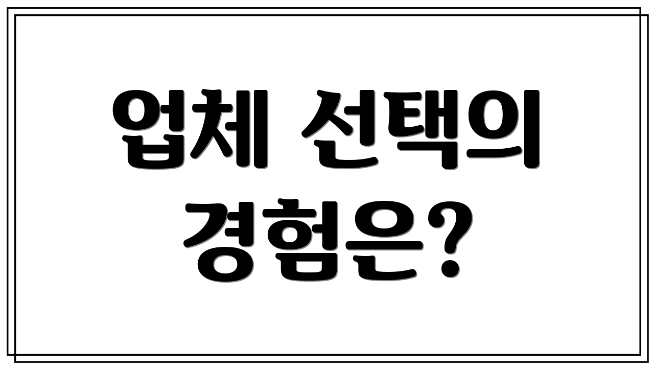 업체 선택의 경험은?