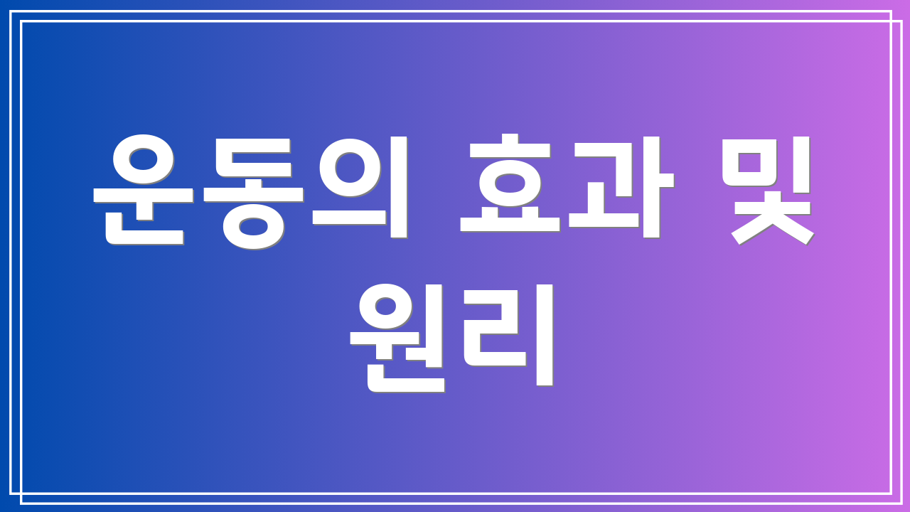 운동의 효과 및 원리