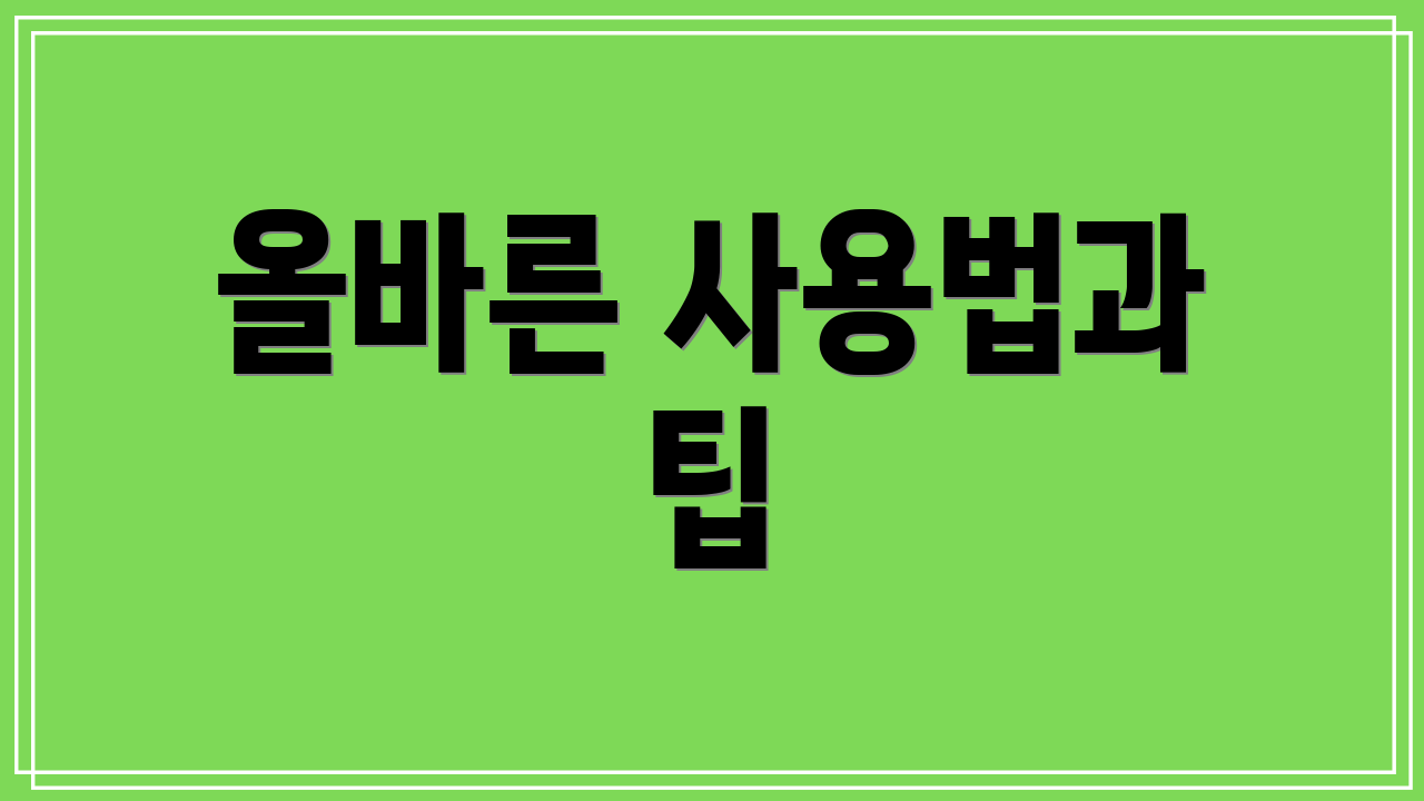 올바른 사용법과 팁