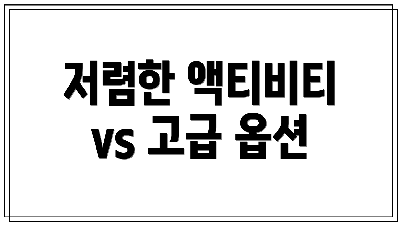 저렴한 액티비티 vs 고급 옵션