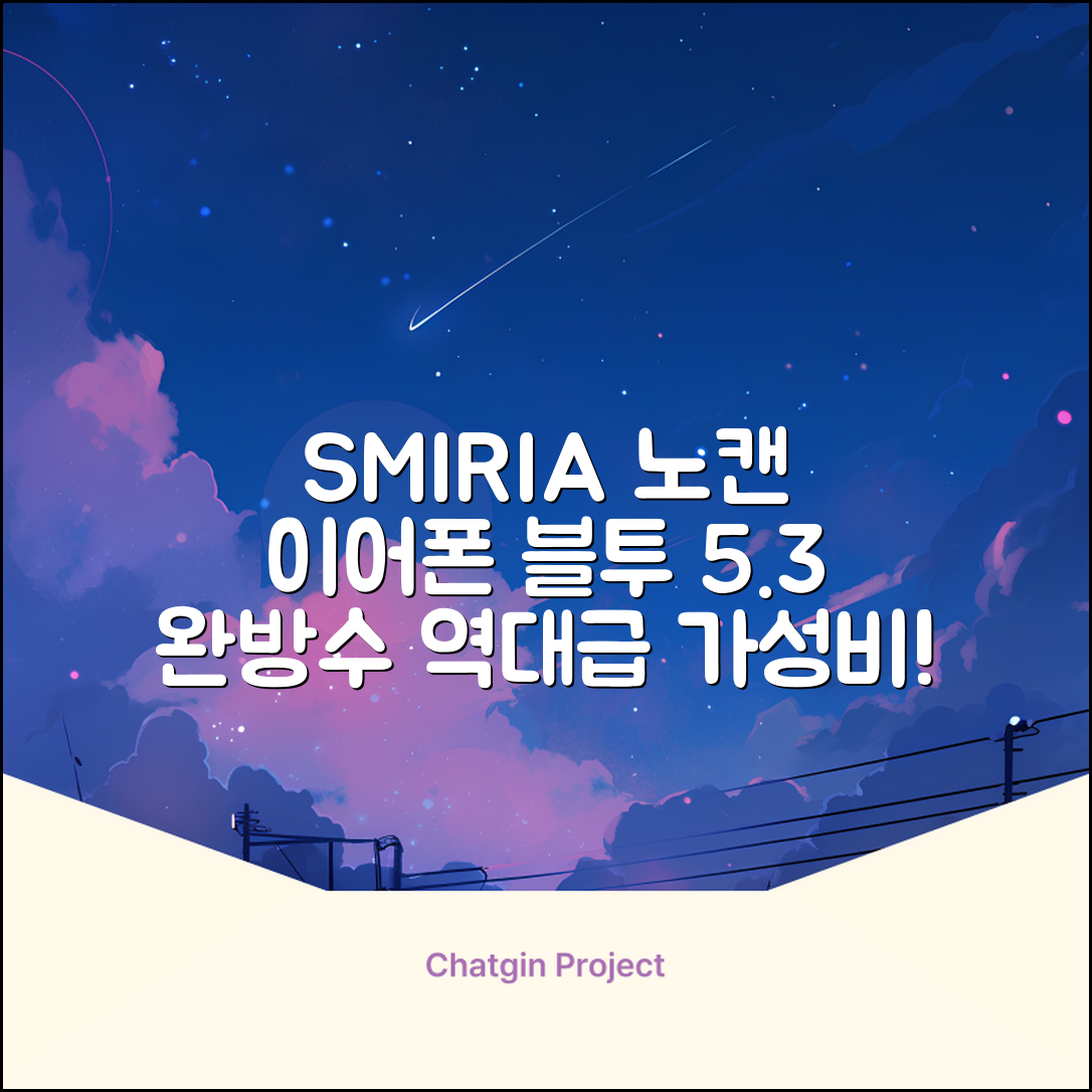 SMIRIA 노이즈 캔슬링 무선 이어폰 블루투스 5.3 자동 페어링 방수 배터리 잔량 확인, 블랙 추천 리뷰